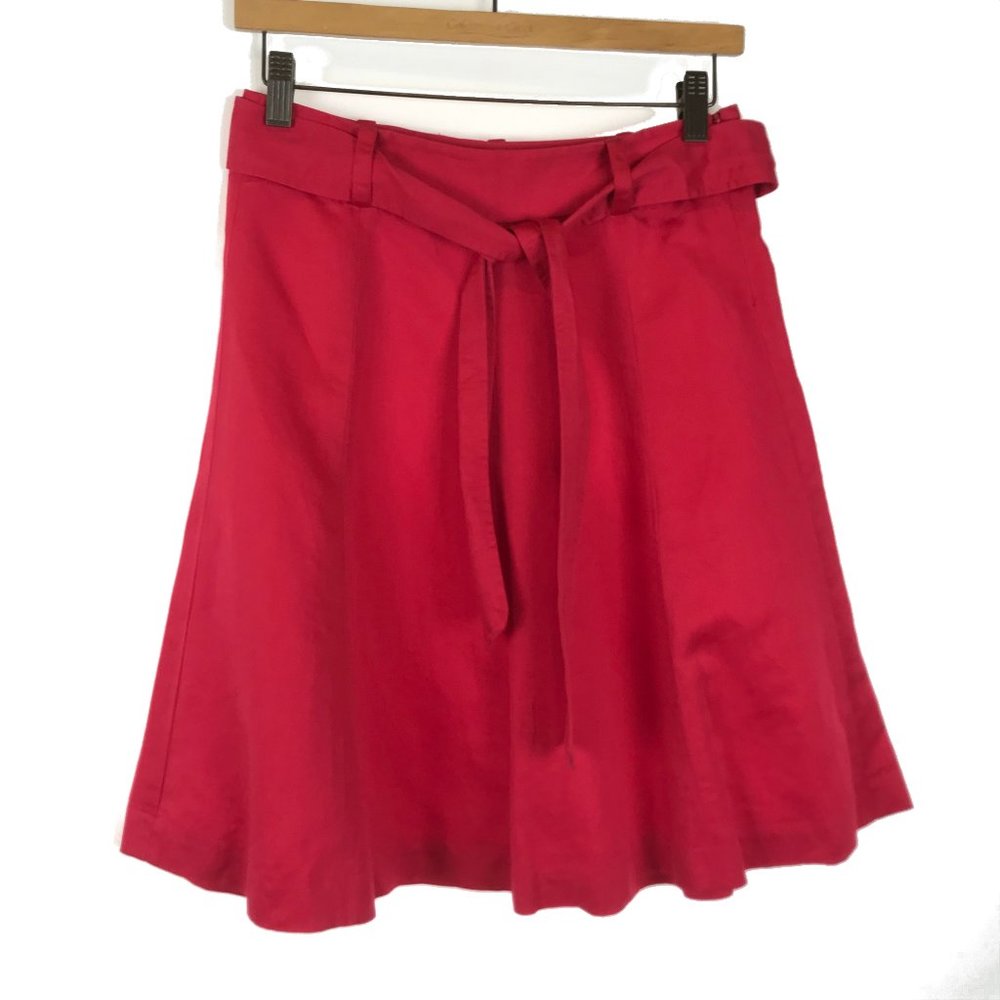 Size 2 J. Crew Linen Blend Red Knee-Length Skirt